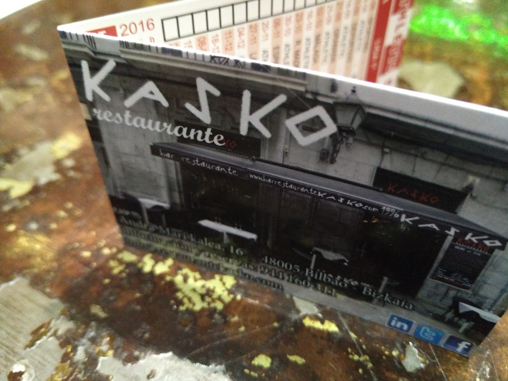 Tarjeta restaurante Kasko