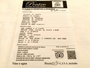 Carta Restaurante Pentxo