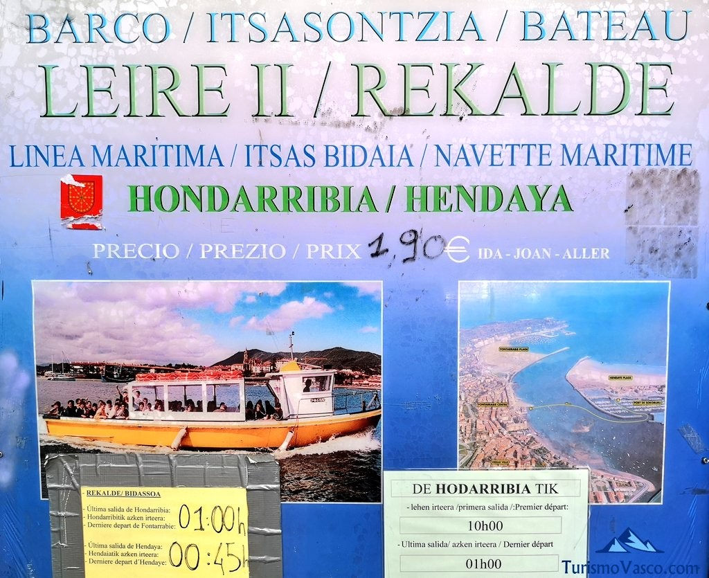 Cartel informacion, barco Hondarribia Hendaia