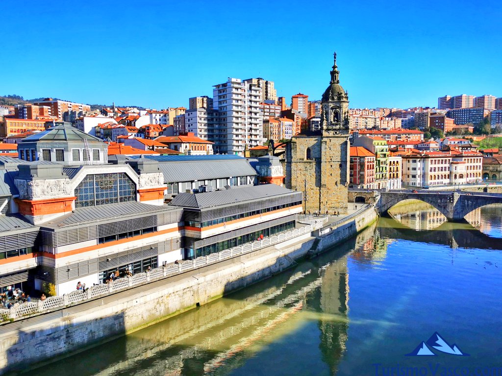 bilbao desde dron, san anton, puente y mercado, qué ver en Bilbao
