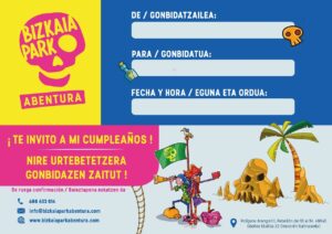 Invitacion cumpleaños bizkaia park abentura, parque infantil mas grande de bizkaia y euskadi