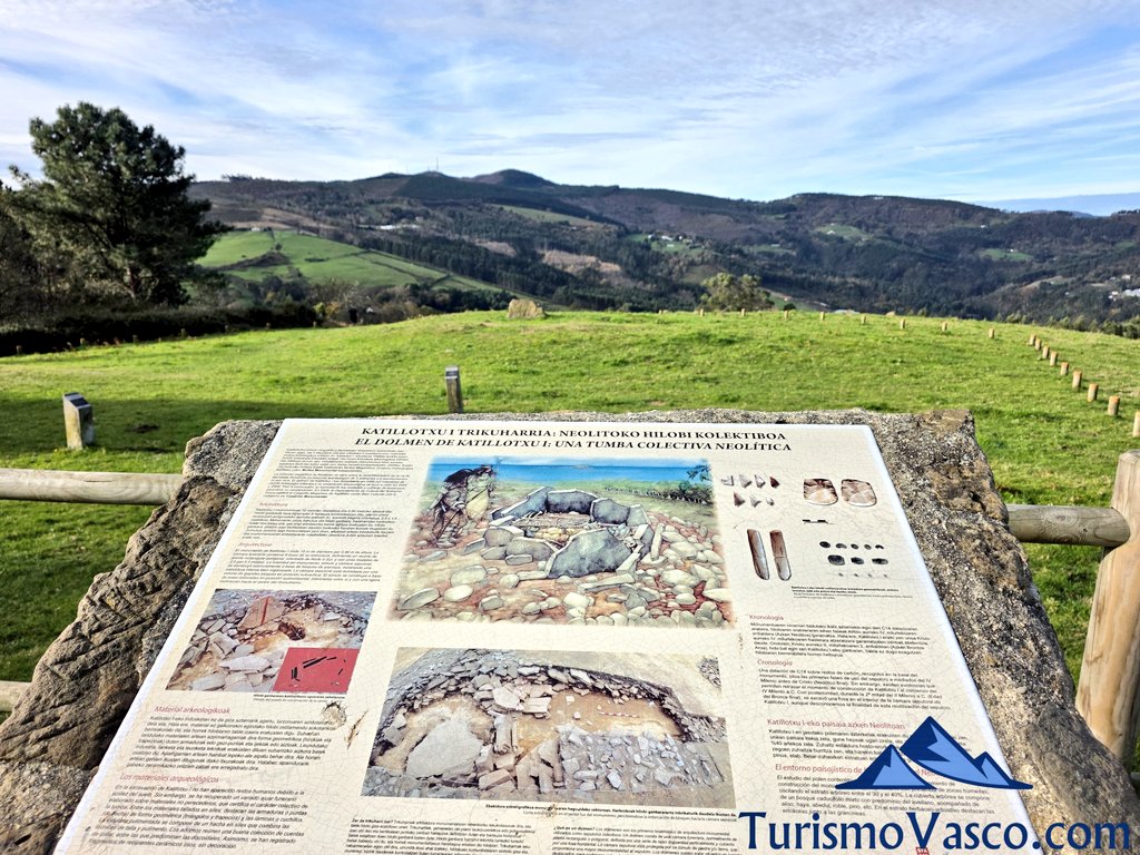 information panel on the Katillotxu dolmens route from Mundaka