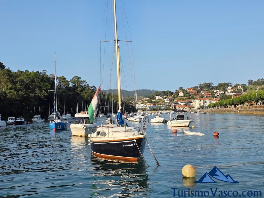 Boats anchored in the Plentzia estuary